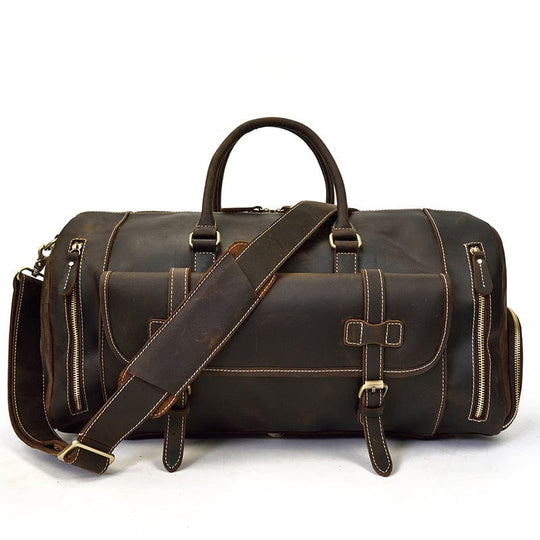 Elegant and stylish brown leather travel sling bag