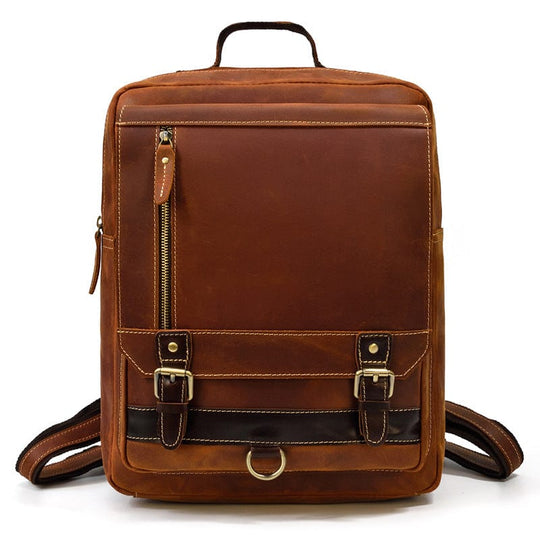 Retro design leather backpack suitable for both men and women