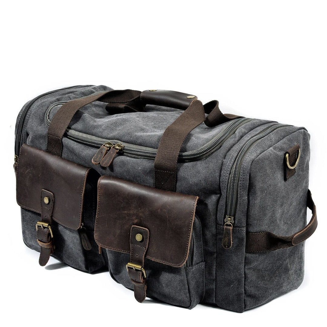 Sleek and functional canvas and leather carry-on duffle