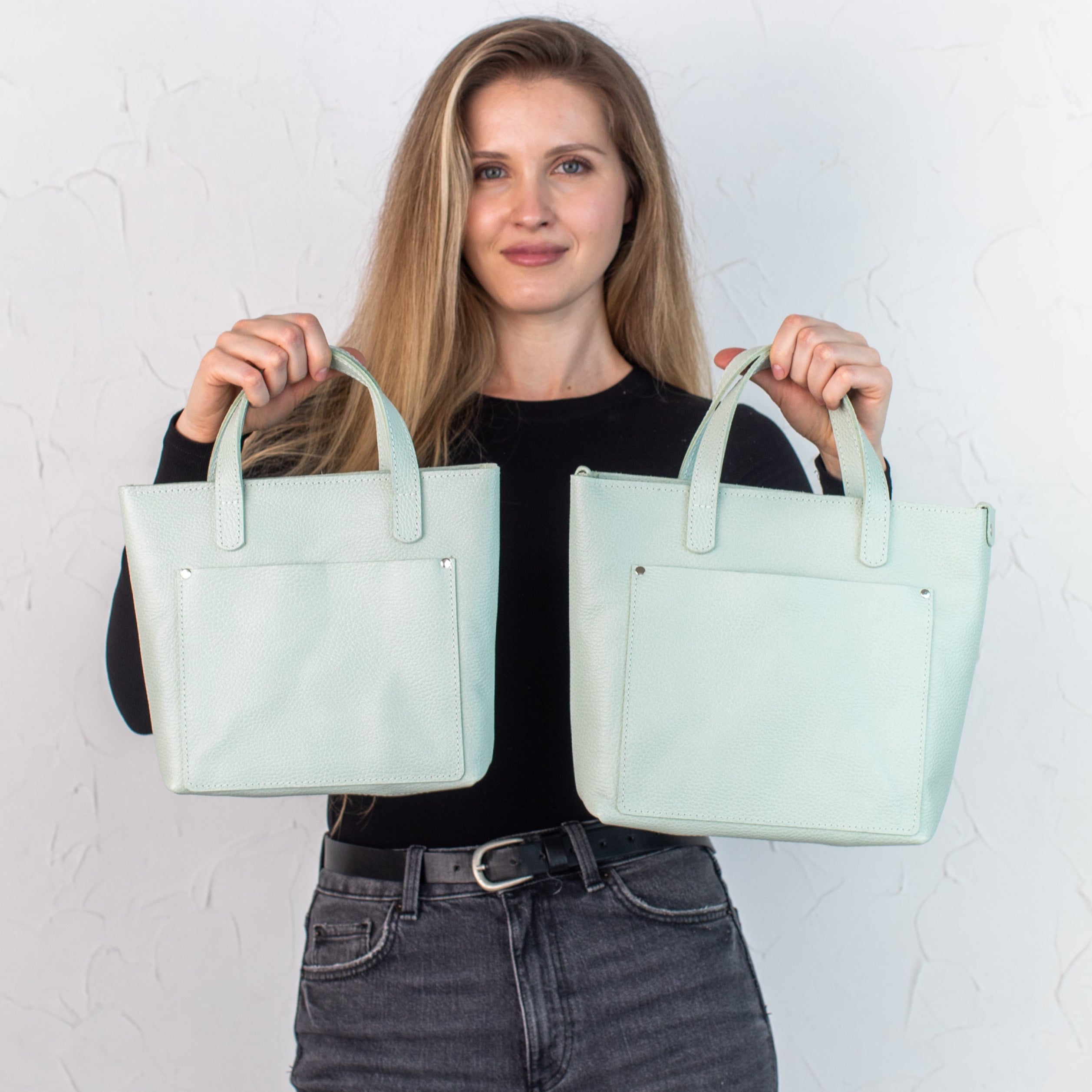 Pistachio pebbled - Leather Purse Backpack