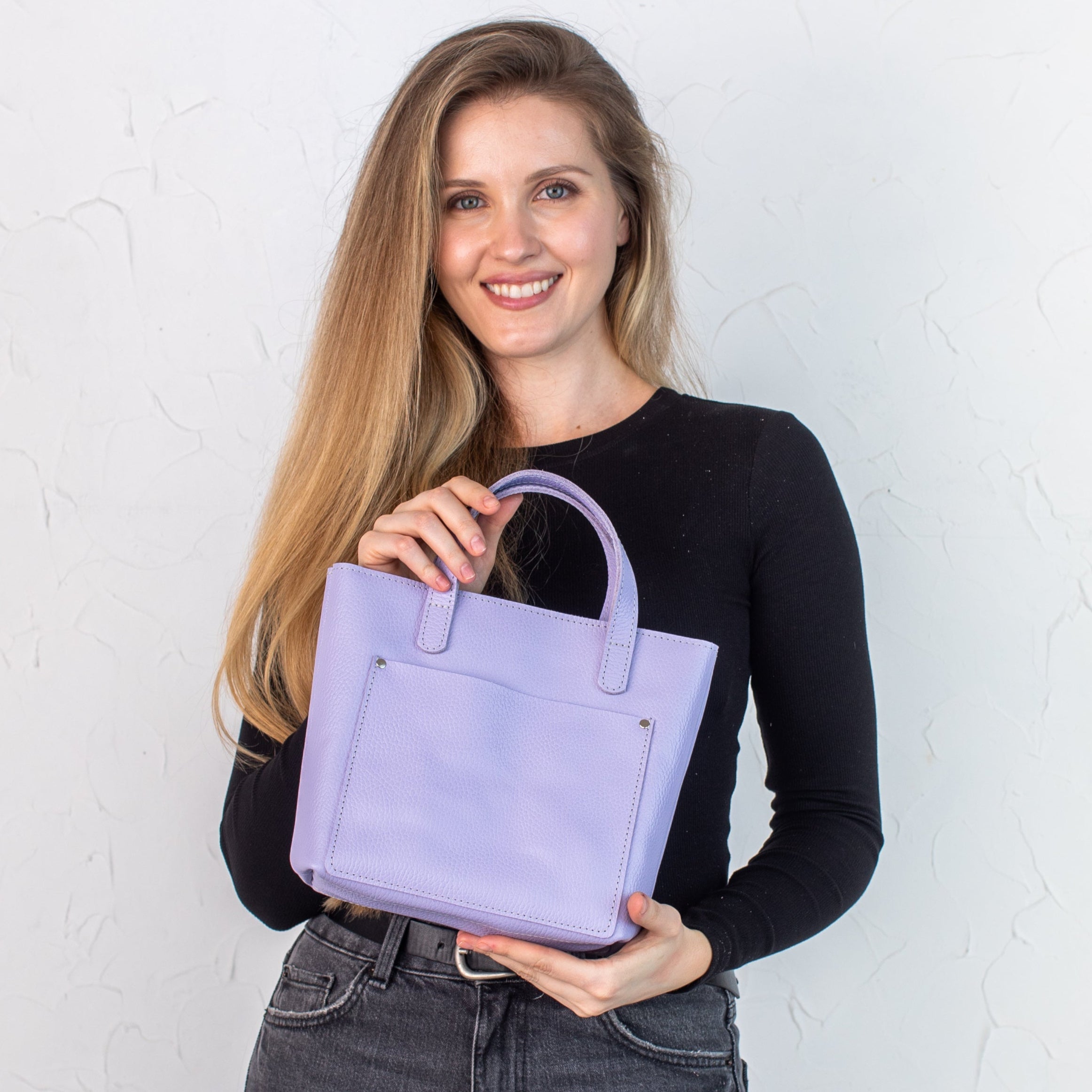 Lavanda pebbled - Leather Purse Backpack
