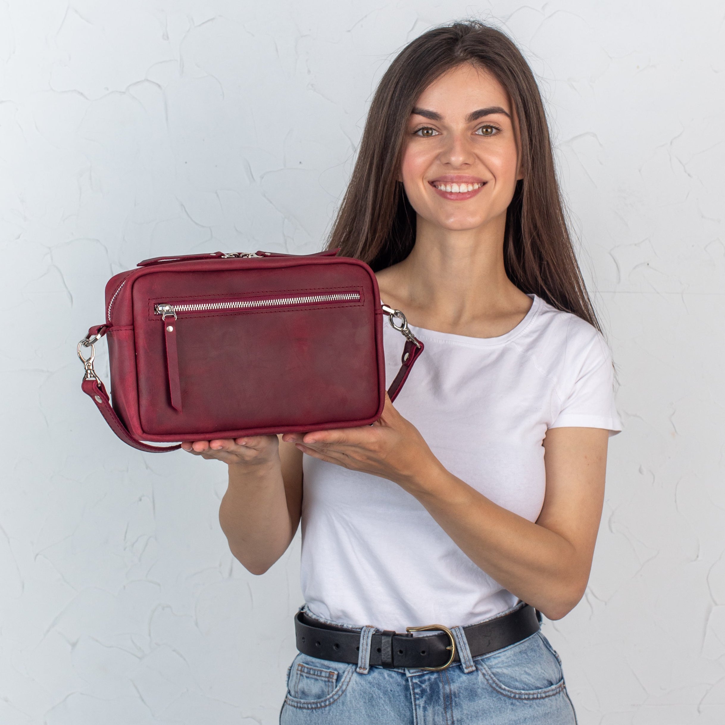 Burgundy - Leather Purse Backpack