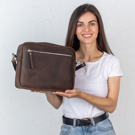 Dark Brown - Leather Purse Backpack