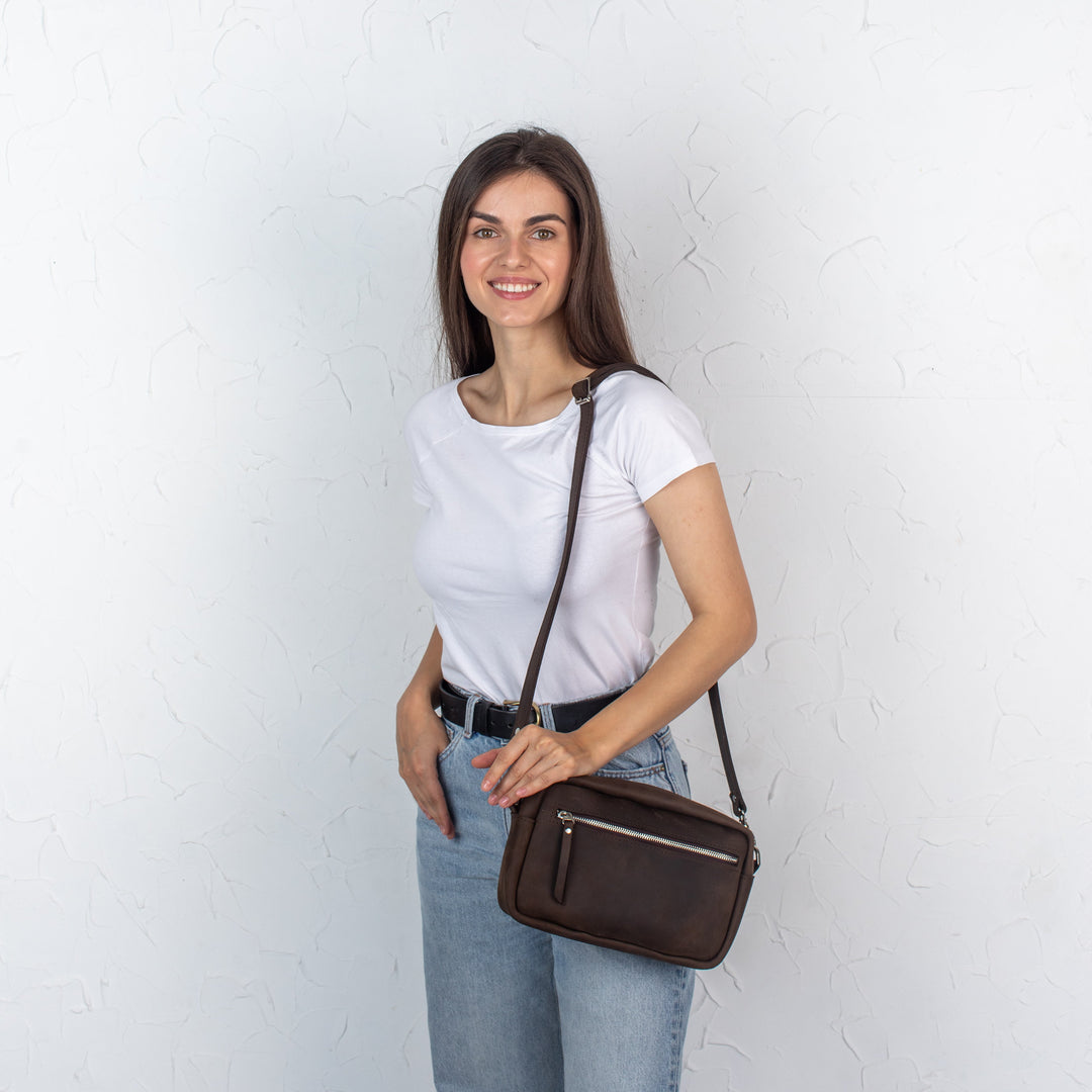 Dark Brown - Leather Purse Backpack