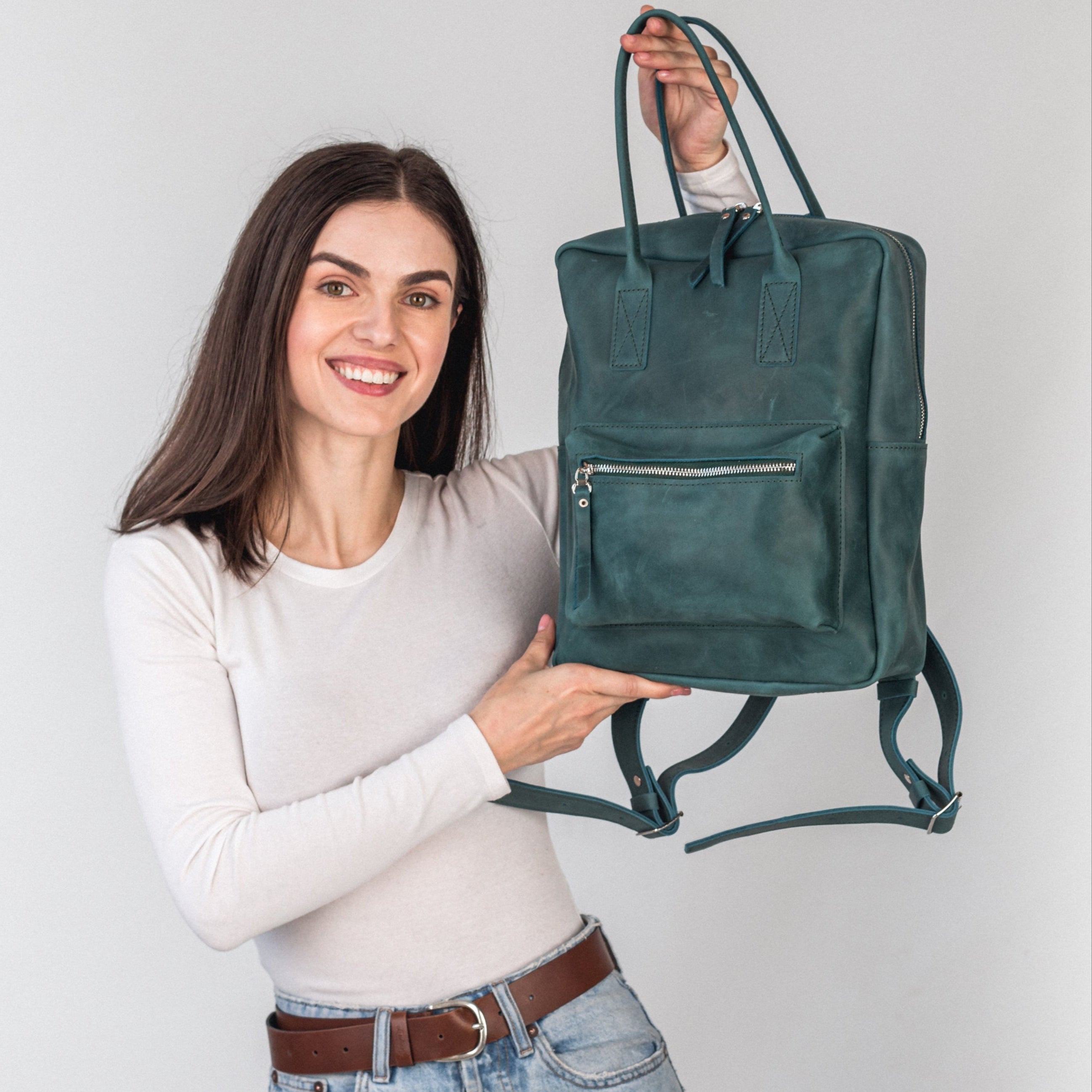 Opal leather city backpack - Leather Purse Backpack