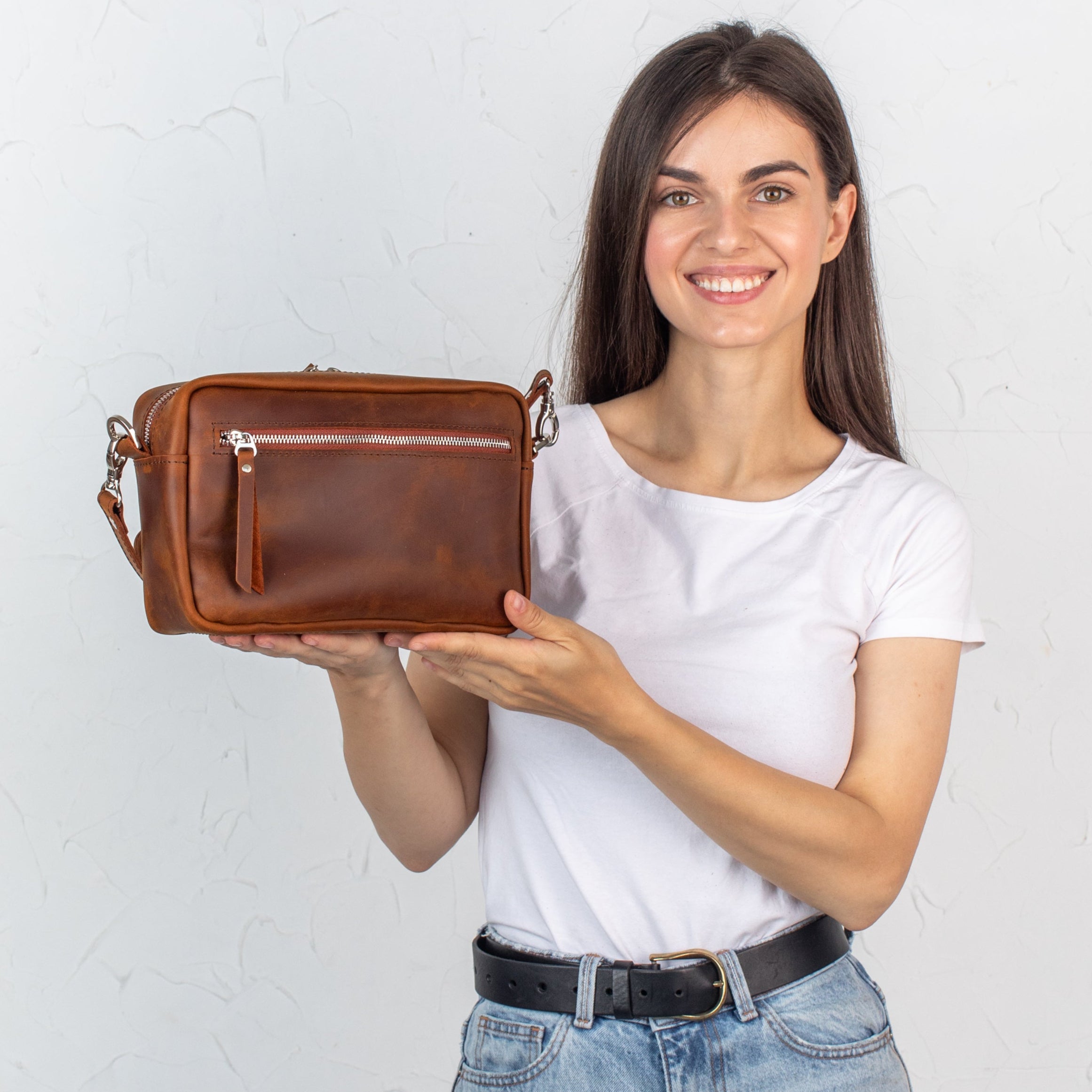 Coffee - Leather Purse Backpack