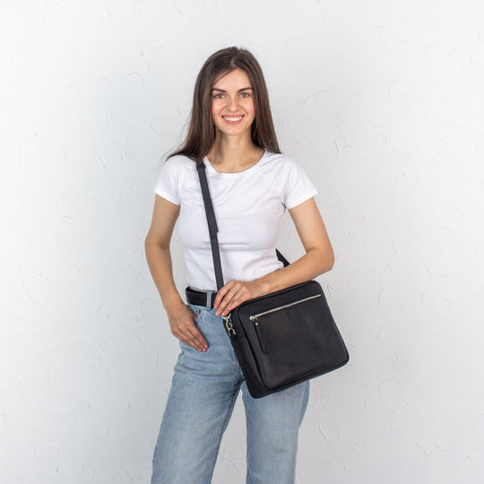 Black - Leather Purse Backpack