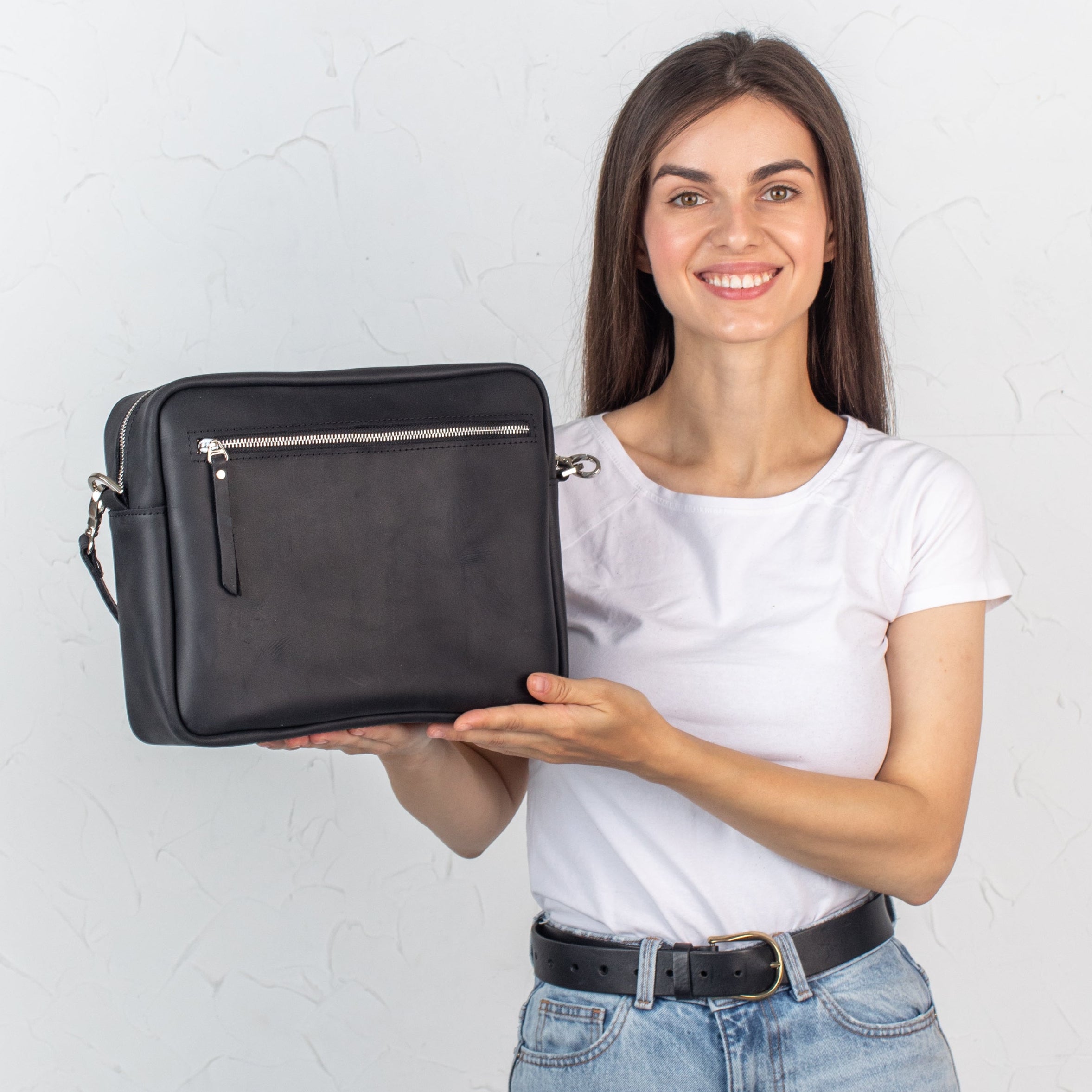 Black - Leather Purse Backpack