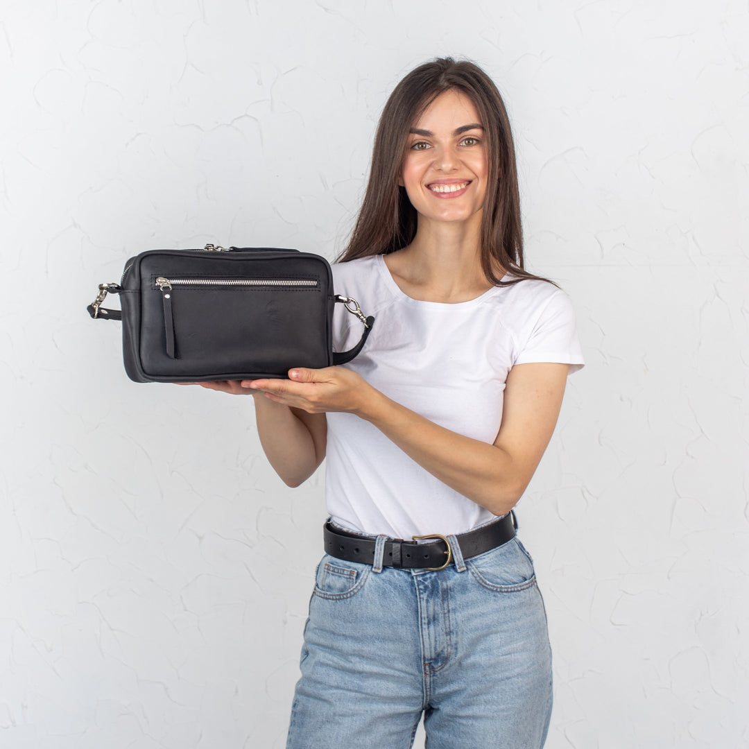 Black - Leather Purse Backpack