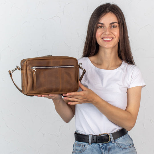 Olive - Leather Purse Backpack