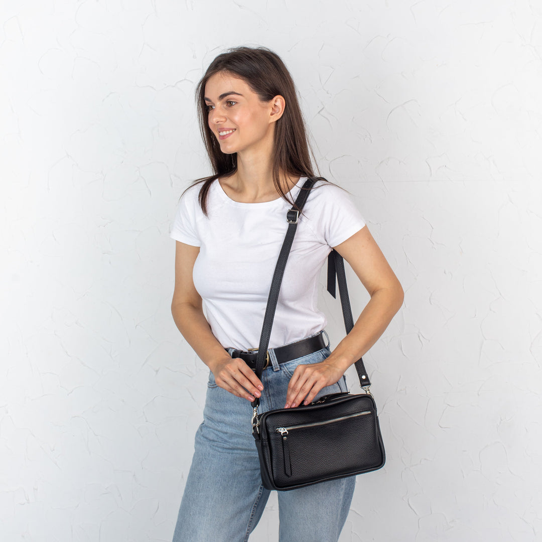 Black - Leather Purse Backpack