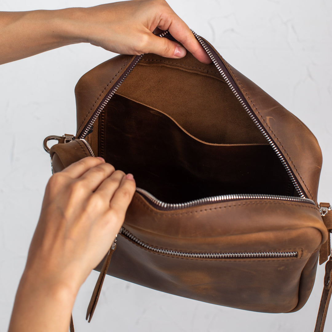 Olive - Leather Purse Backpack