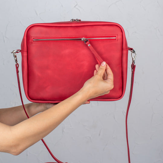 Red - Leather Purse Backpack