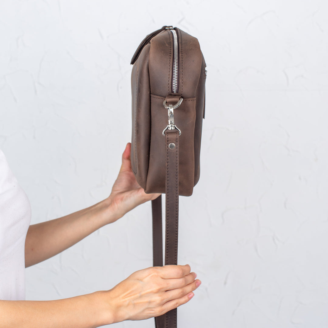 Dark Brown - Leather Purse Backpack