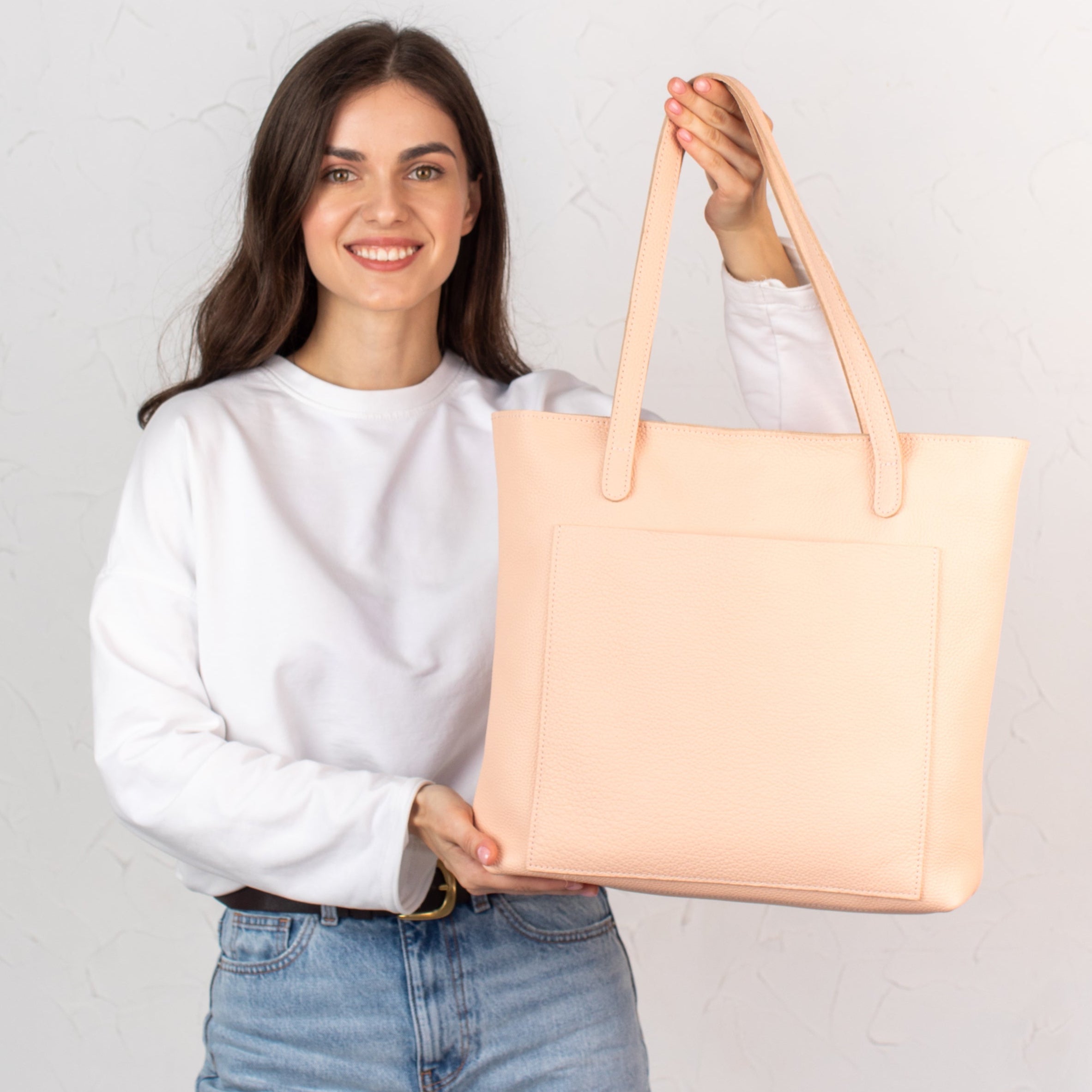 Pale Beige pebbled leather tote bag - Leather Purse Backpack