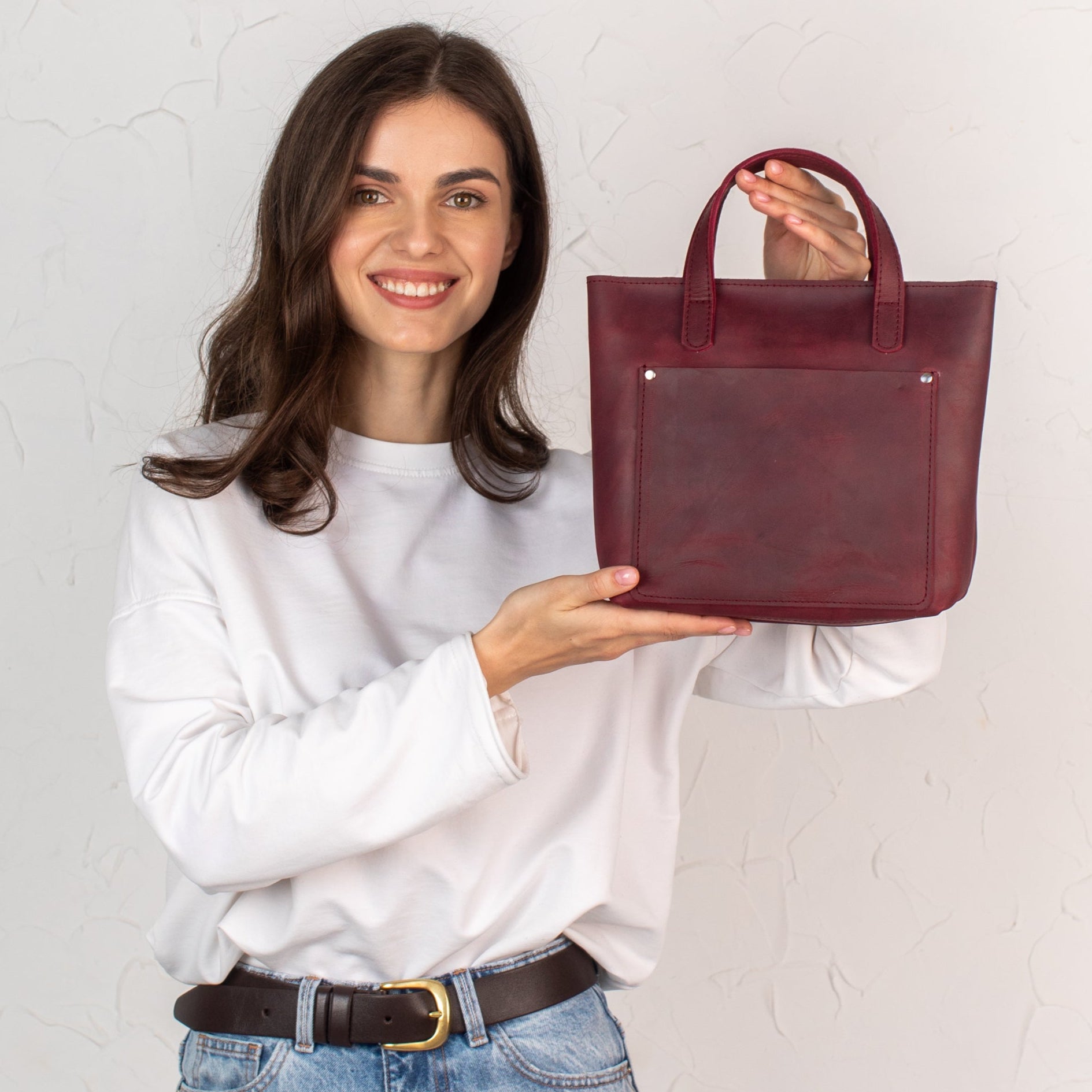 Burgundy smooth - Leather Purse Backpack