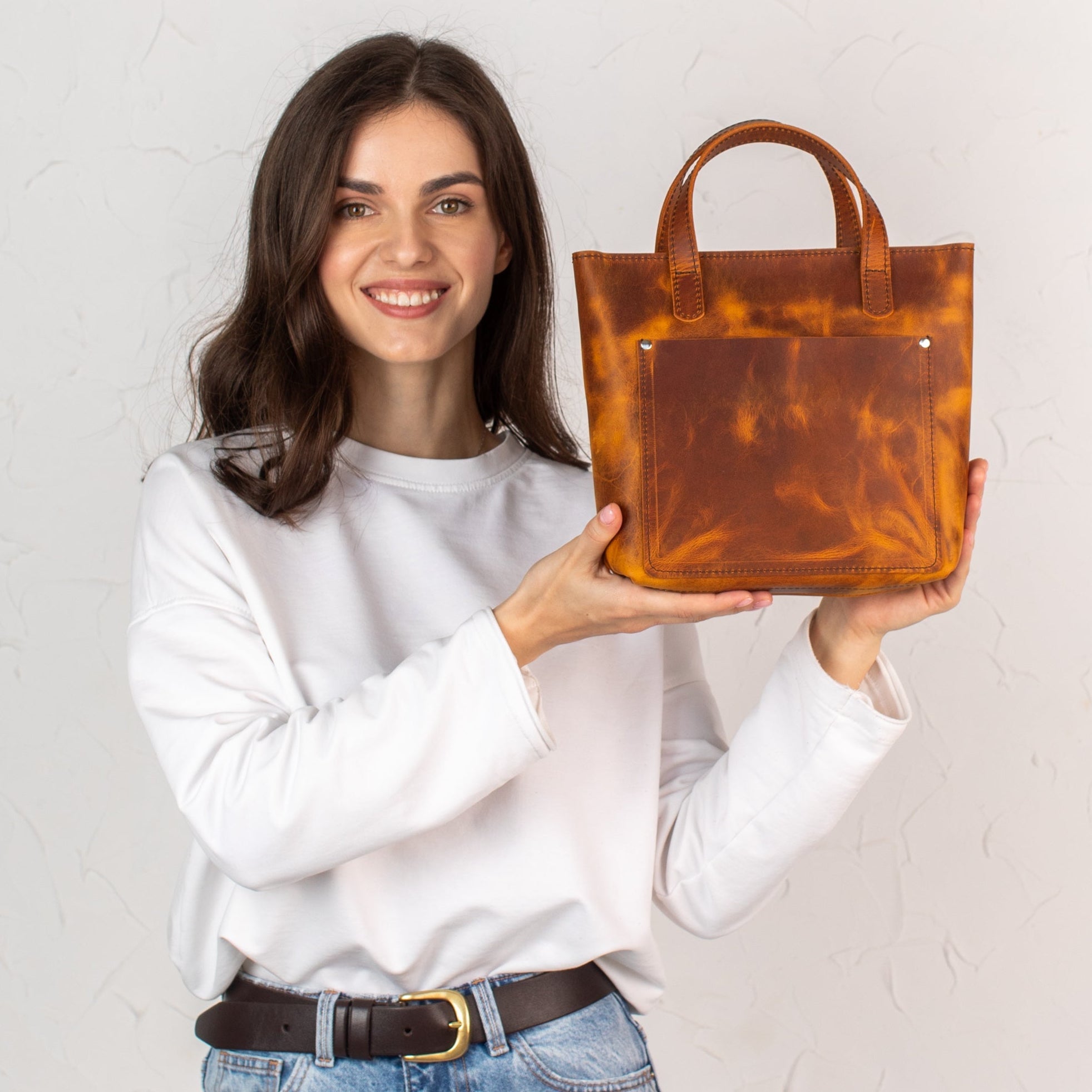 Coffee smooth - Leather Purse Backpack