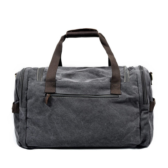 Contemporary vintage canvas and leather gym duffle for travel