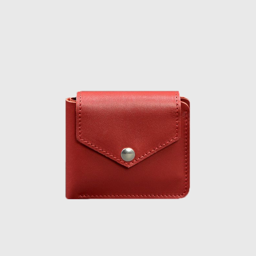 leather button wallet