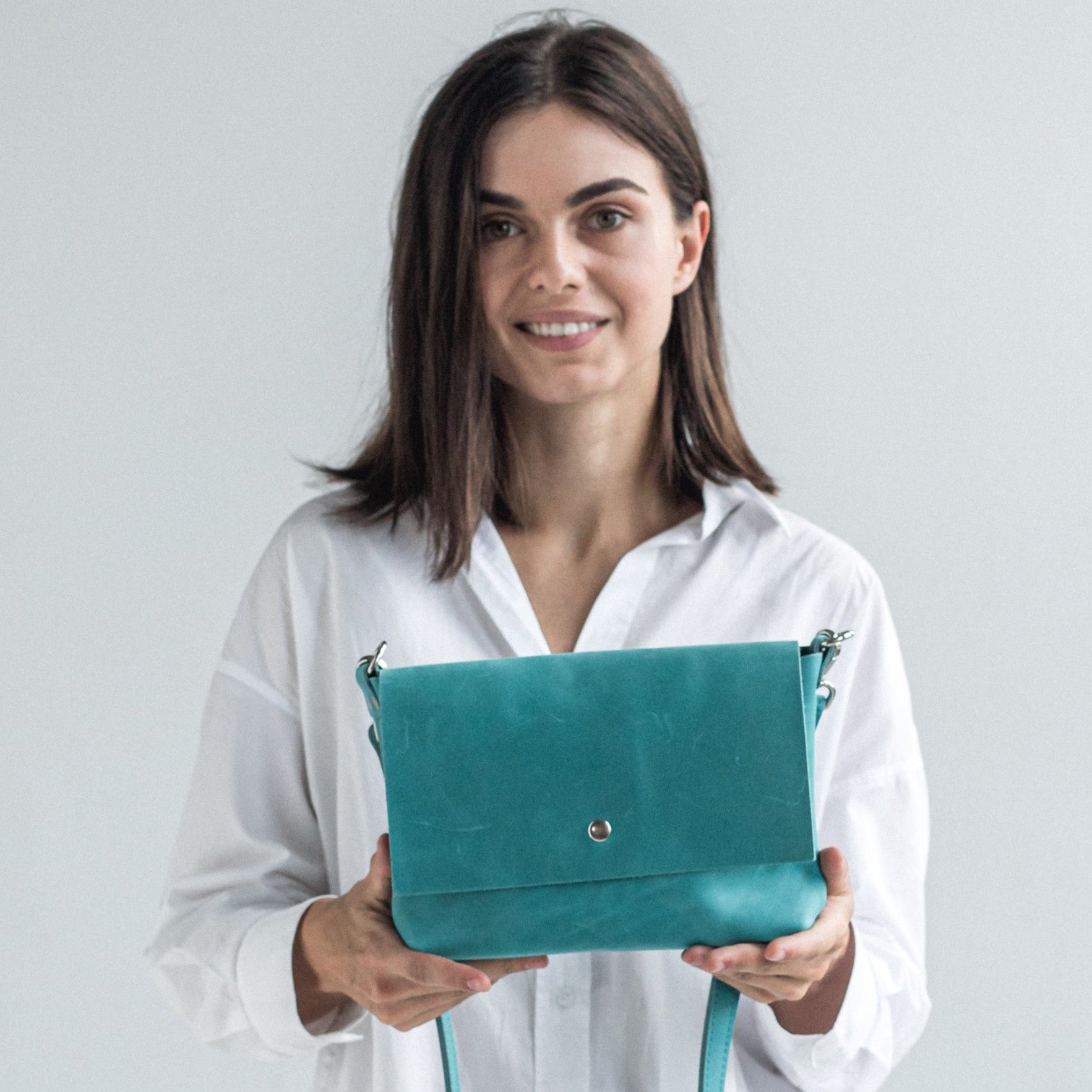 Mint leather crossbody bag - Leather Purse Backpack