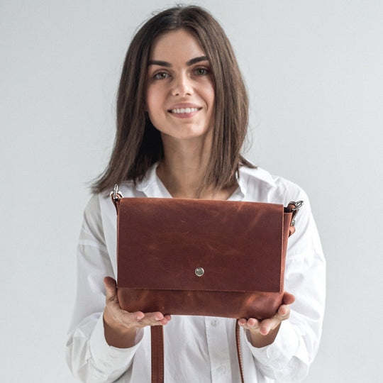 Cognac leather crossbody bag - Leather Purse Backpack