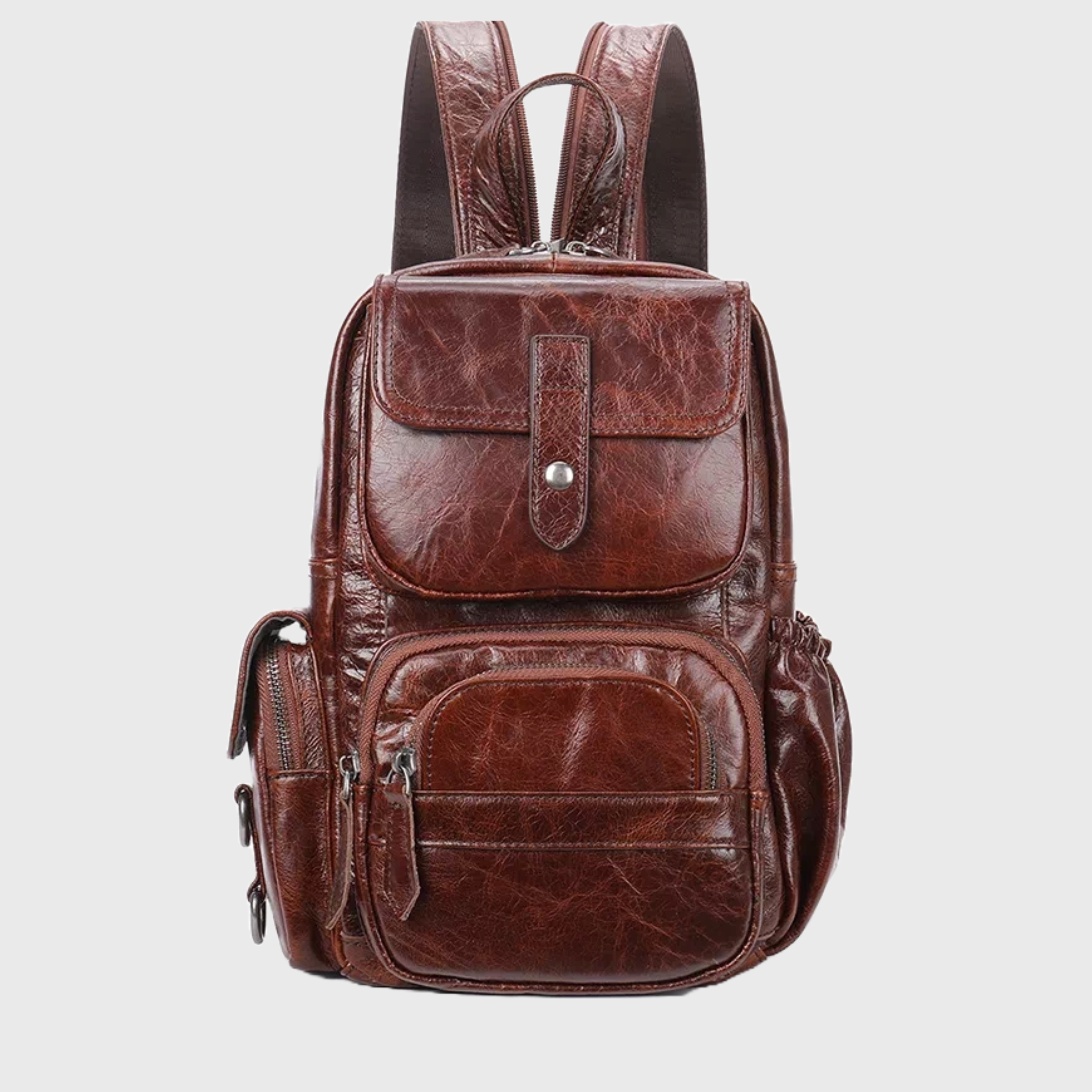 Handcrafted leather backpack purse with vintage charm