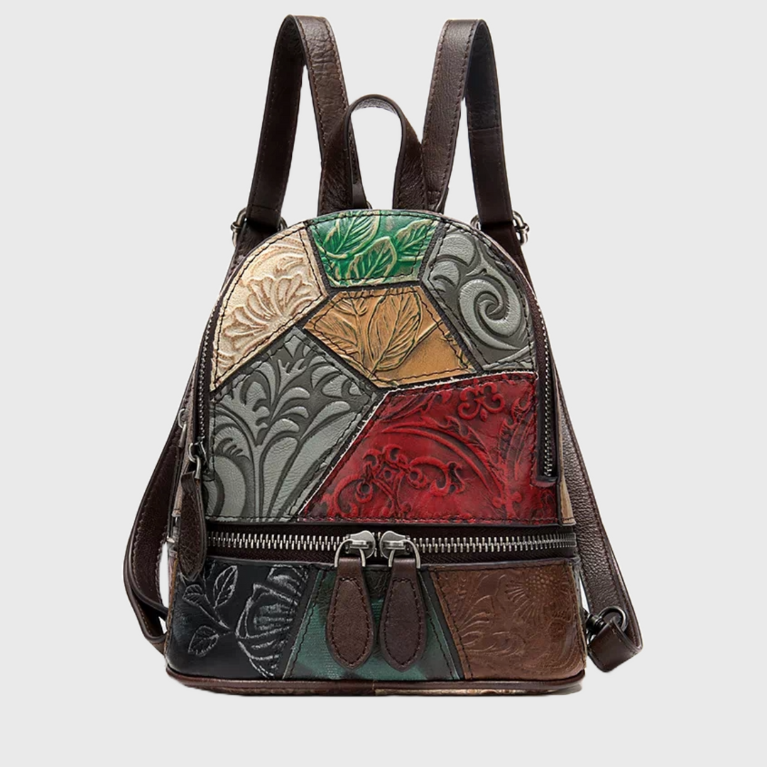 Unique patterned leather backpack for women