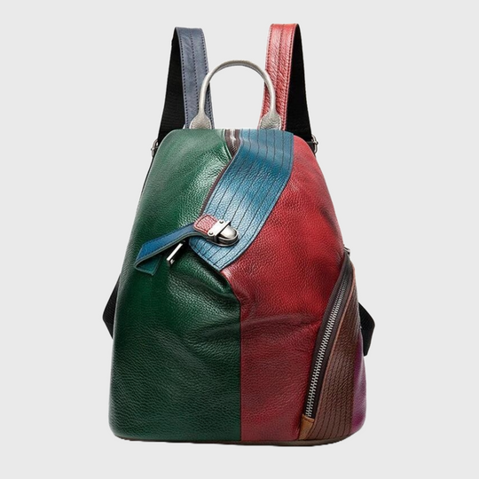 Patchwork leather women's backpack