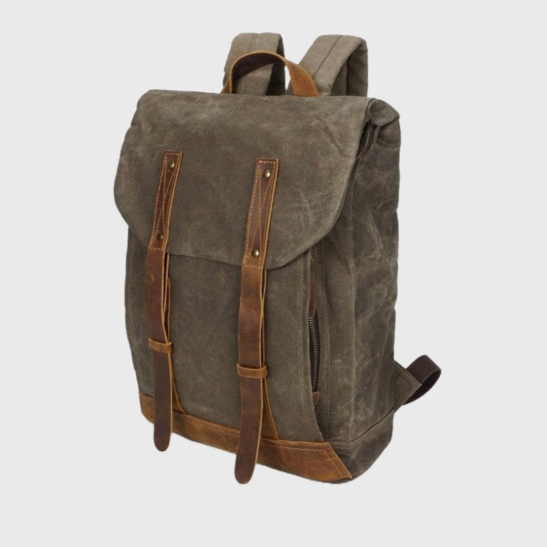 Waxed vintage canvas leather backpack 20-35L