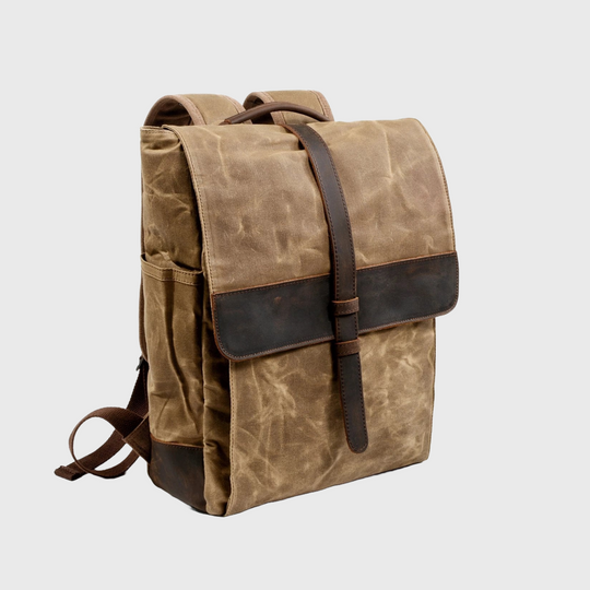 Waxed canvas leather school backpack 76 liters