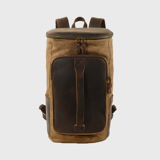 Vintage waterproof canvas leather daypack 20-35L