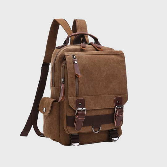 Vintage canvas leather waterproof travel backpack 20L