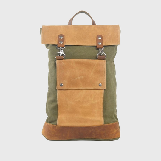 Vintage canvas leather travel backpack 20-35L