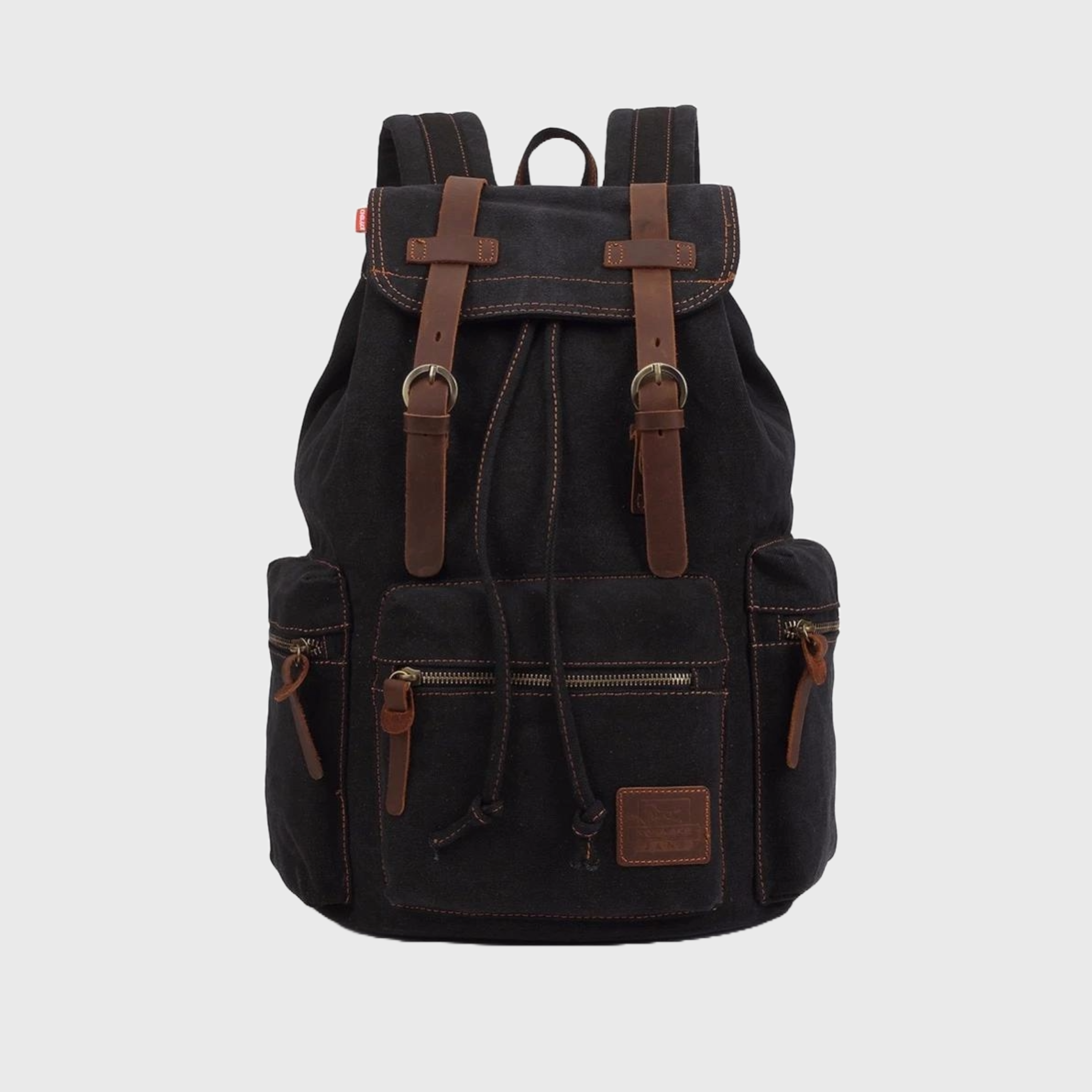 Vintage canvas leather backpack 17.7 liters with drawstring