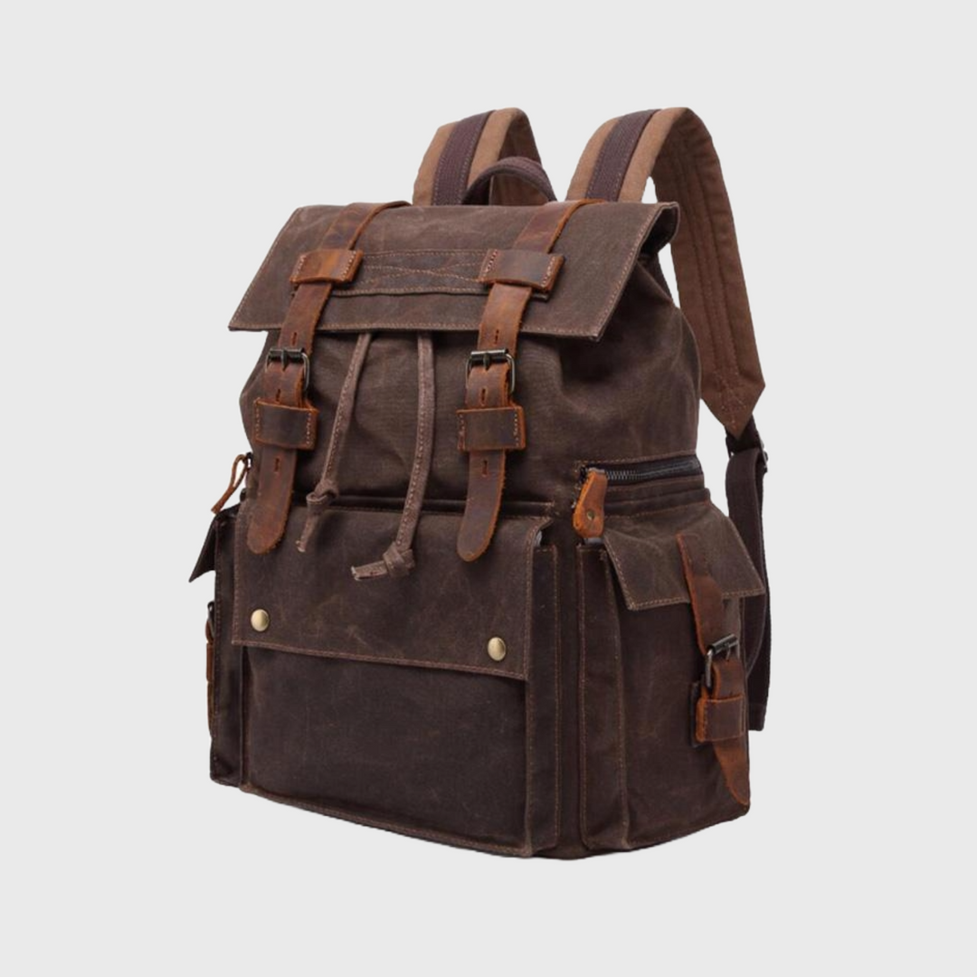 Retro canvas leather waterproof backpack 20 liters