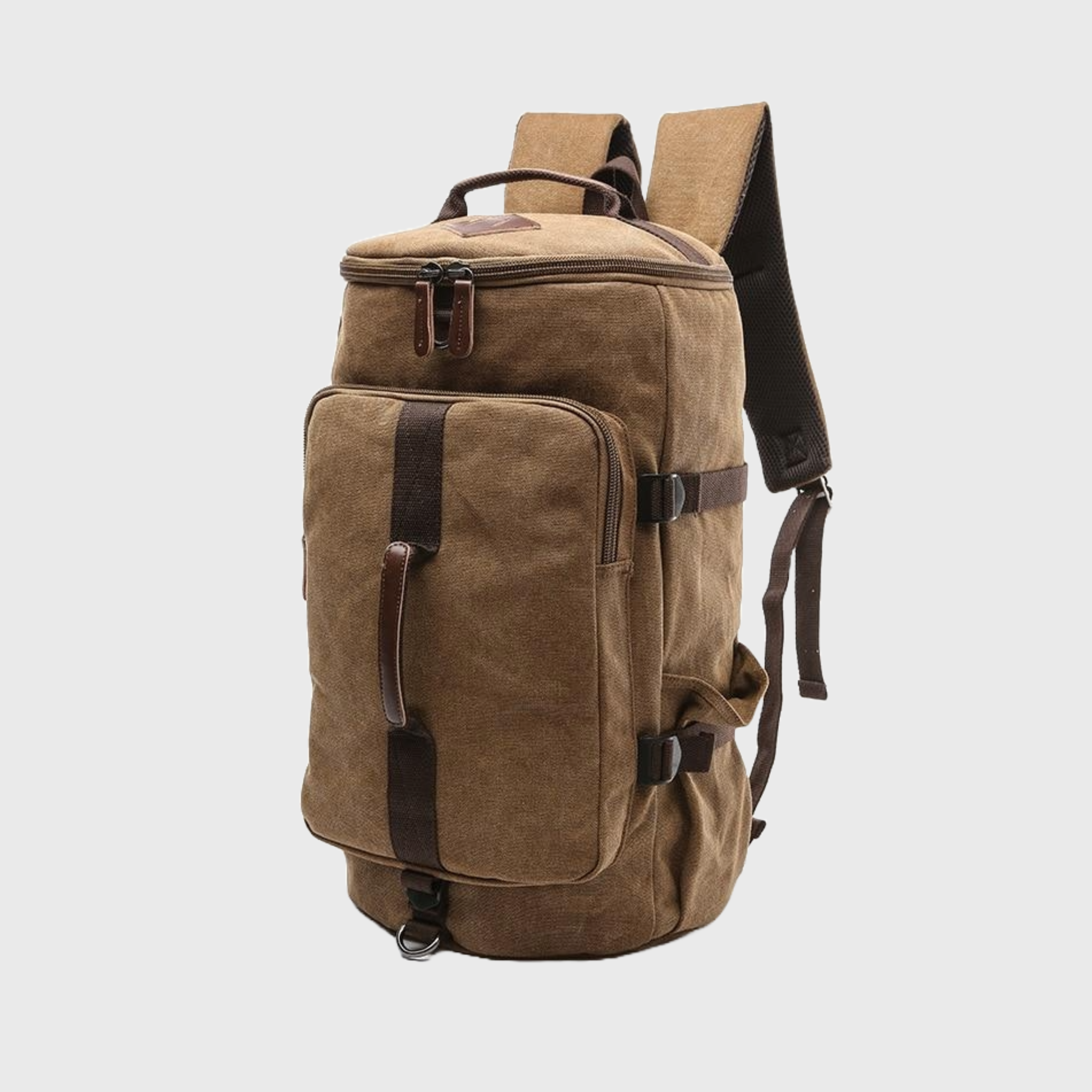 Multifunction waterproof canvas leather backpack for men
