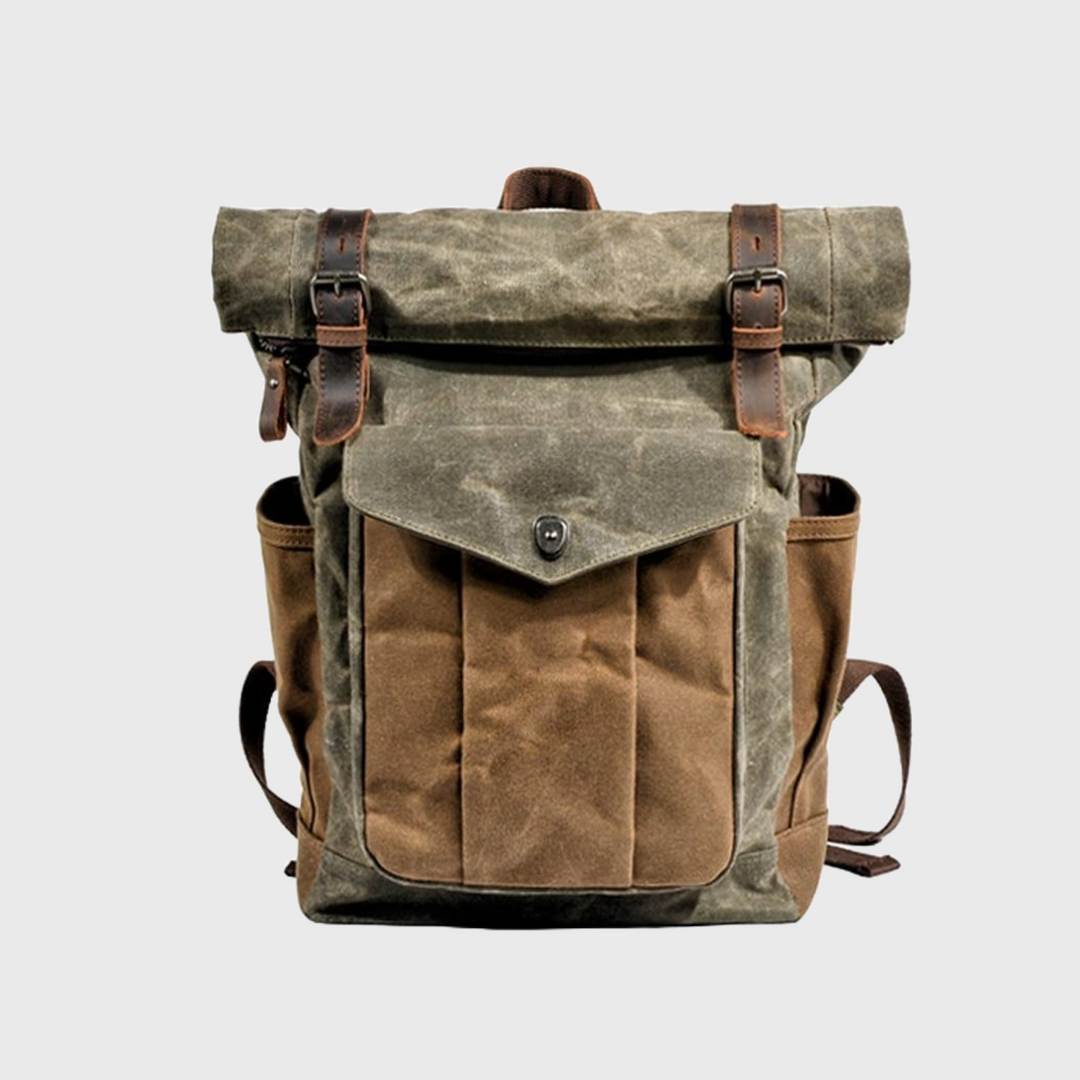 Oil-waxed vintage canvas and genuine leather waterproof travel backpack
