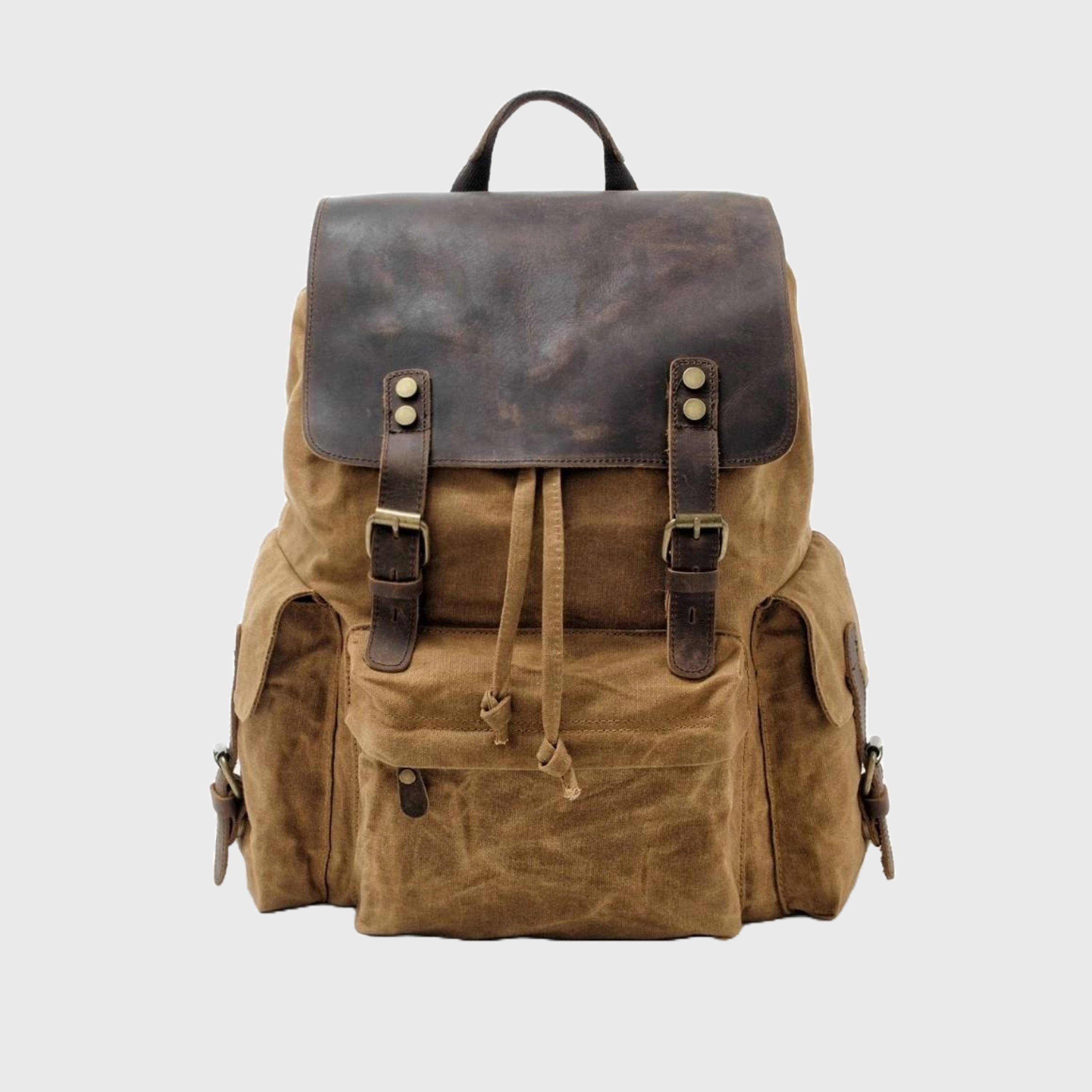 Large capacity waxed canvas leather waterproof daypack 76 liters