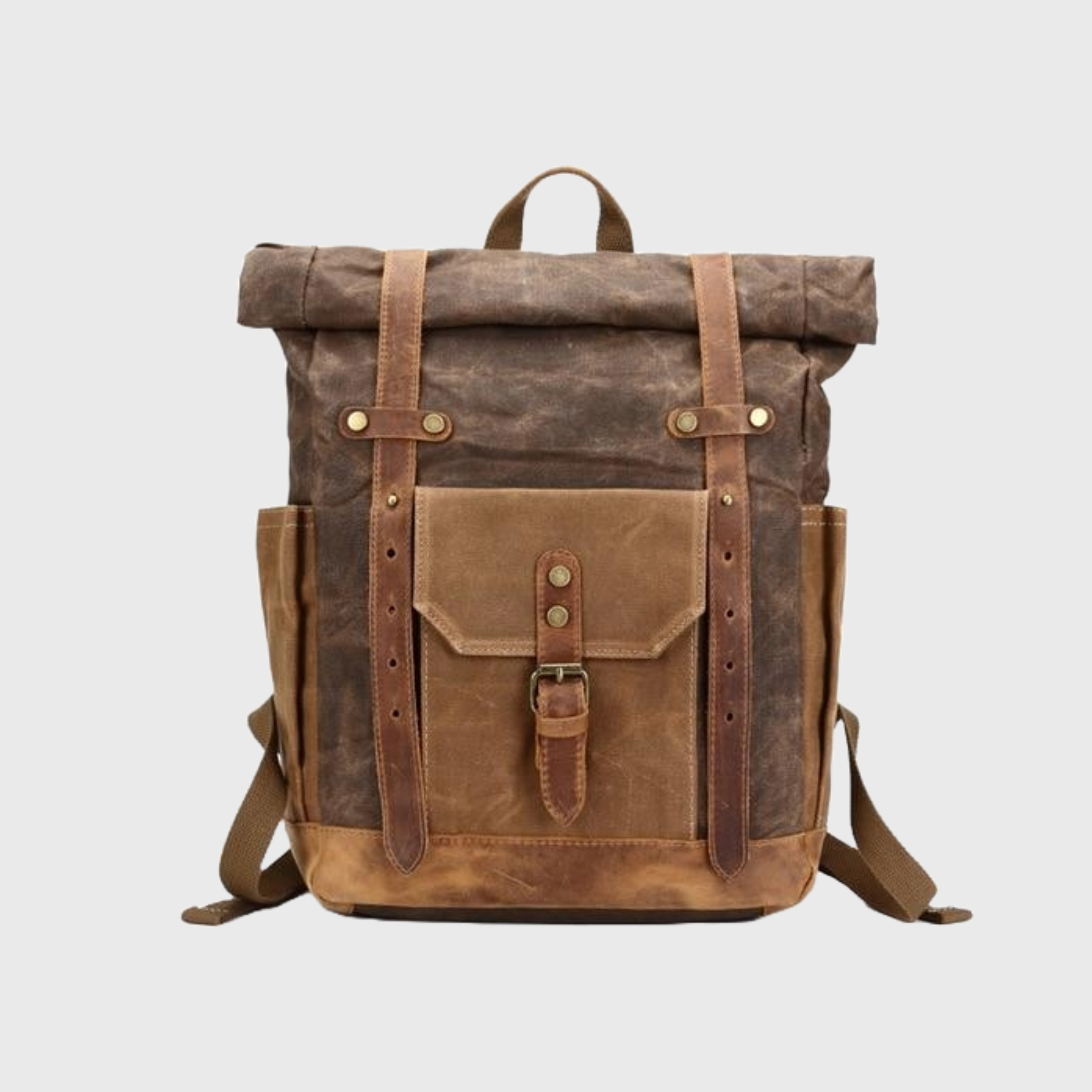 Large canvas leather waterproof 14-inch laptop backpack