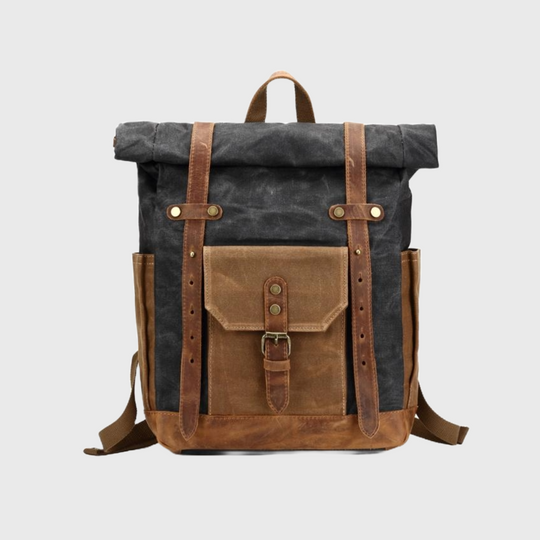 Large 5-color waxed vintage canvas leather traveling backpack
