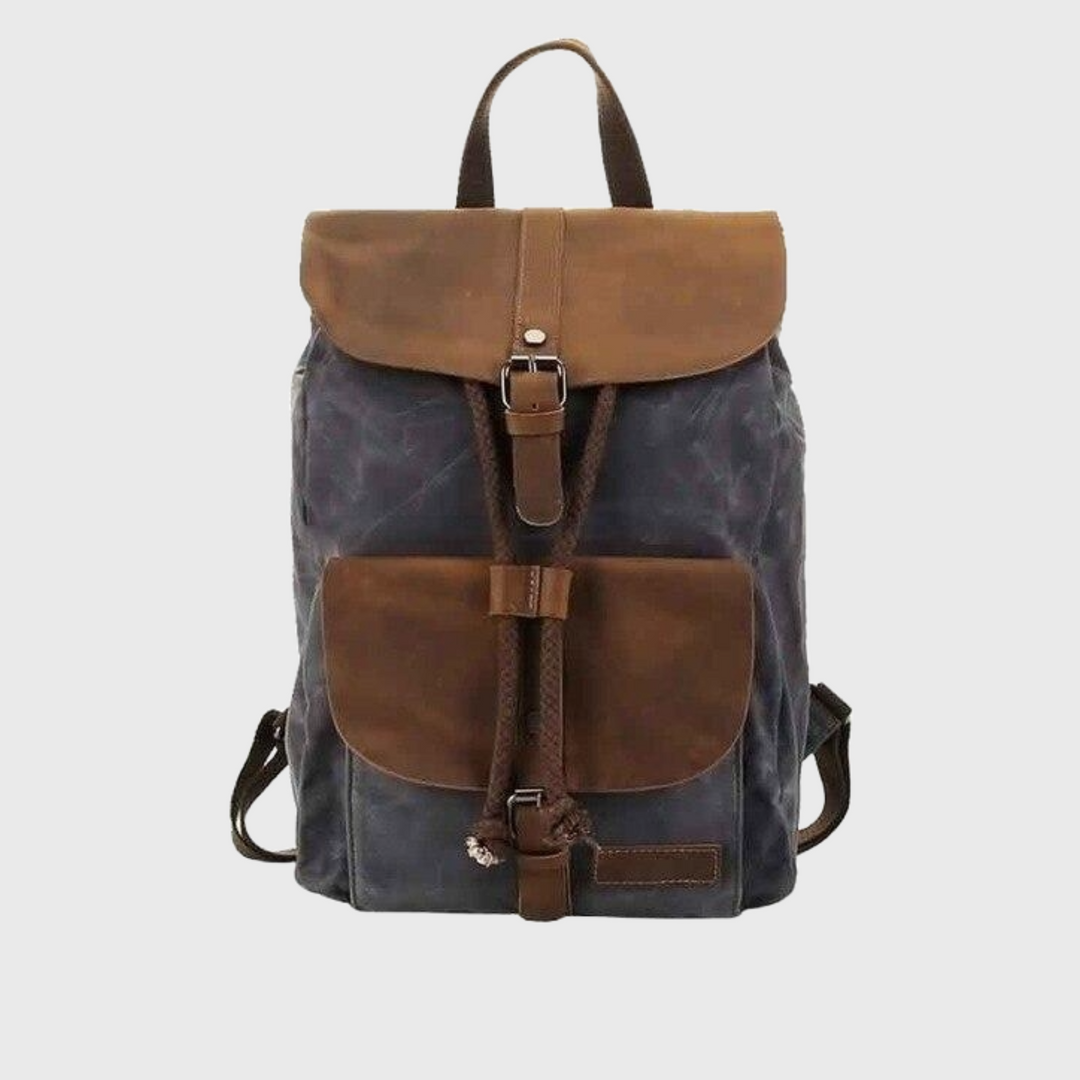 Canvas leather waterproof multifunctional backpack 20-35L
