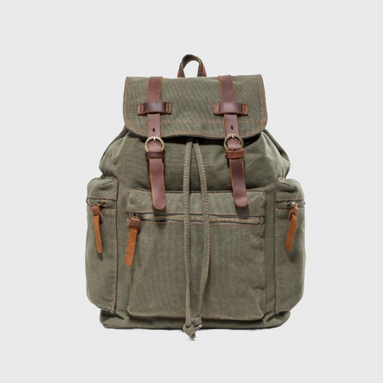 Canvas leather school and casual backpack 20-35L