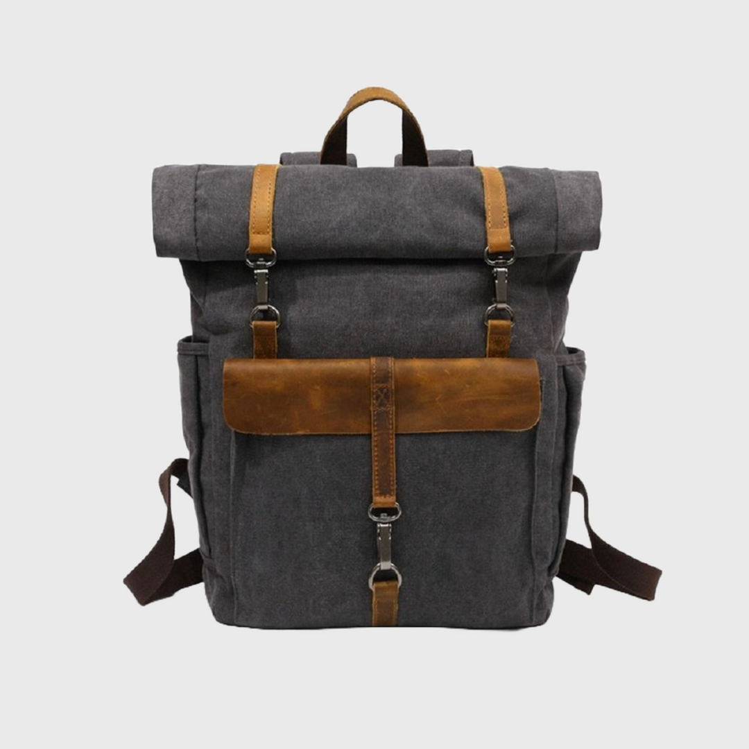 Canvas leather travel daypack 20 liters in 5 colors