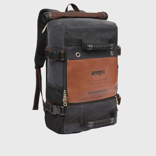 Canvas leather multi-functional backpack 20-35L