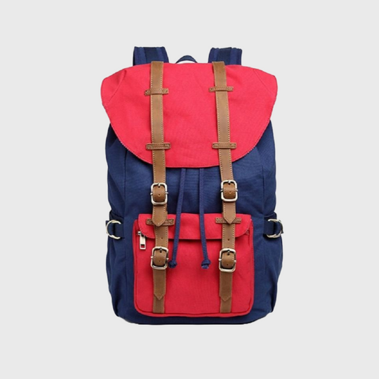 Canvas leather multi-functional travel backpack 20-35L