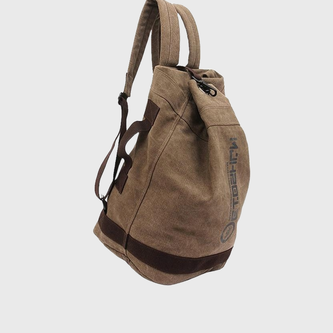Brown canvas leather backpack 20 liters unisex
