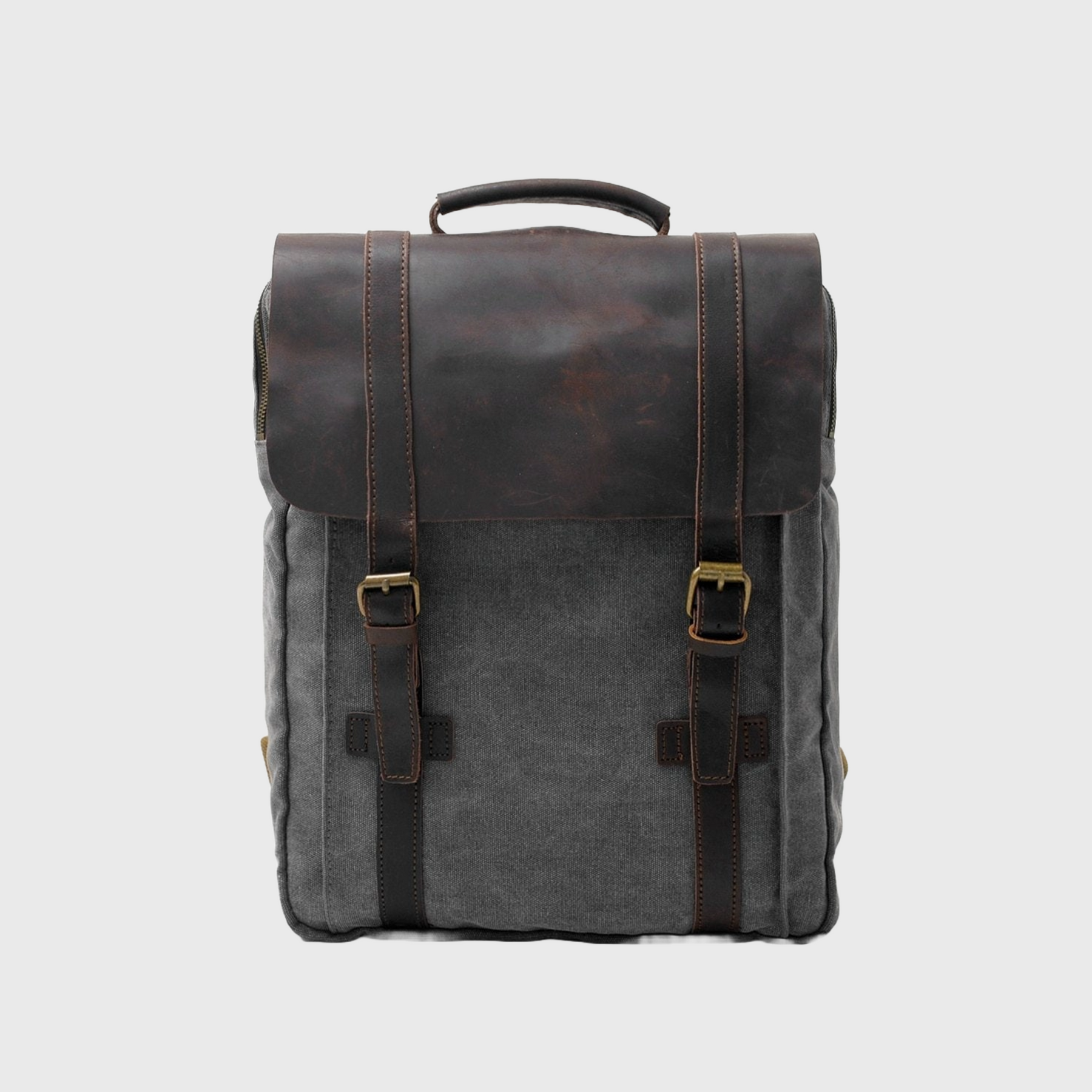 2 Straps Genuine Leather and Canvas Backpack in 4 Colors 2 Straps Genuine Leather and Canvas Backpack in 4 Colors