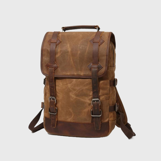 Waxed genuine leather backpack large capacity 3 colors