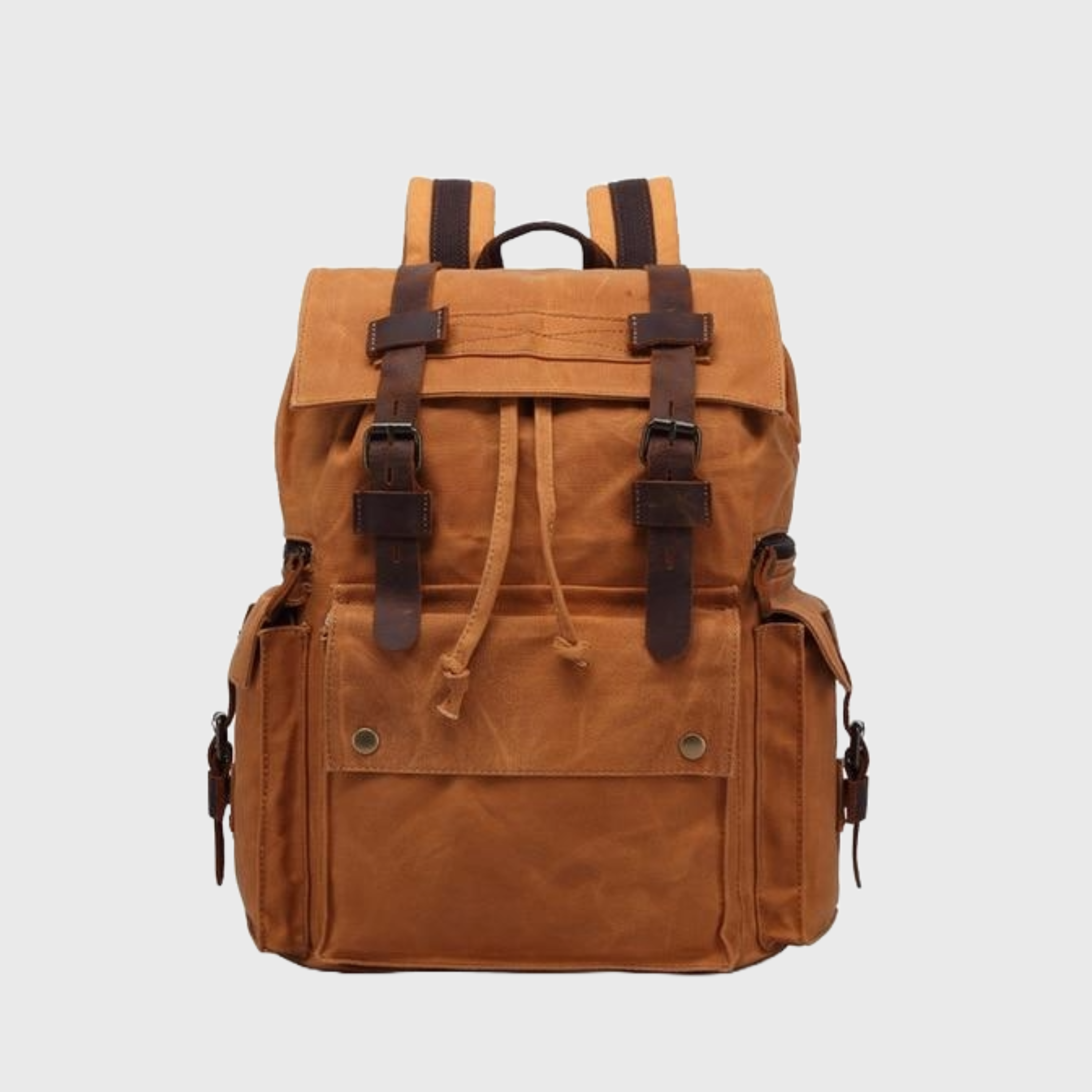 Canvas leather waterproof large capacity backpack 20-35L