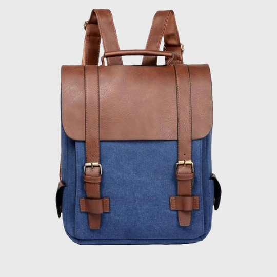 Canvas leather travel backpack 20-35L